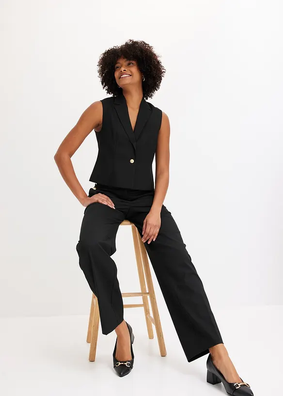 Bukse med vide ben og dekorative knapper, bonprix