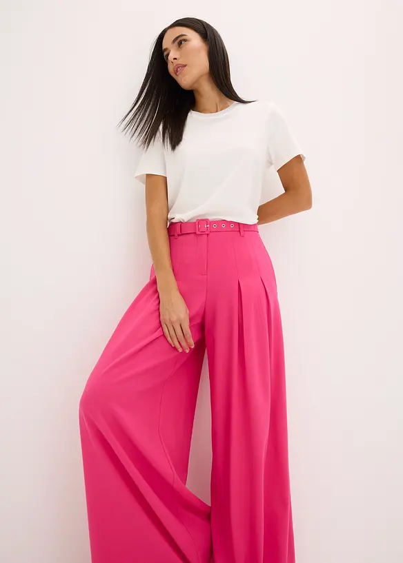 Bukse med legg og belte (2-delt sett), bonprix