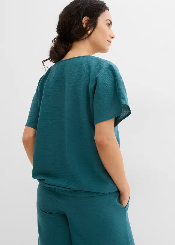 Oversized bluse med elastisk nederkant, bonprix