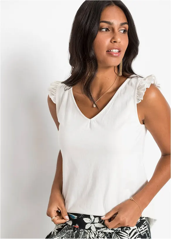 Ermel&oslash;s topp i 100% &oslash;kologisk bomull, bonprix