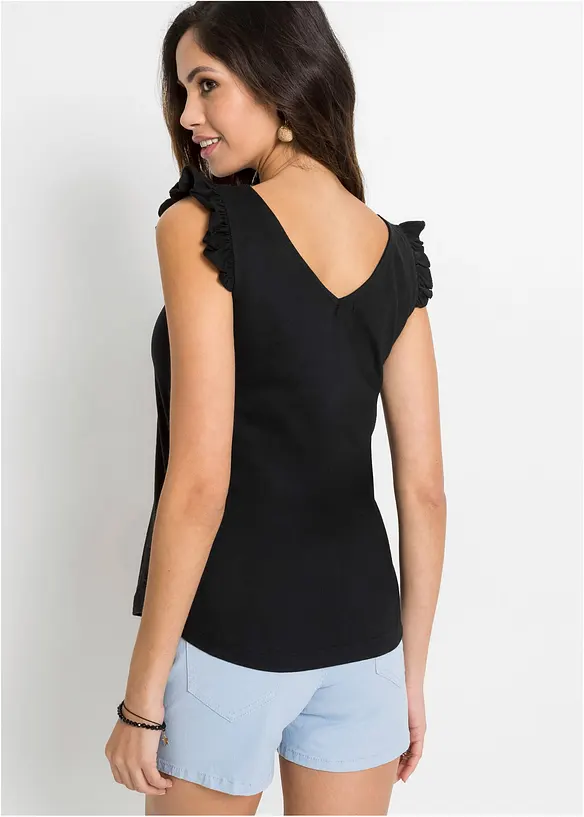 Ermel&oslash;s topp i 100% &oslash;kologisk bomull, bonprix