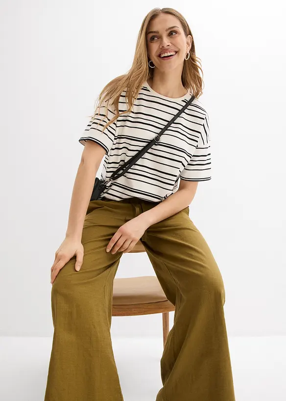 Bukse i 100% bomull med vide ben, bonprix