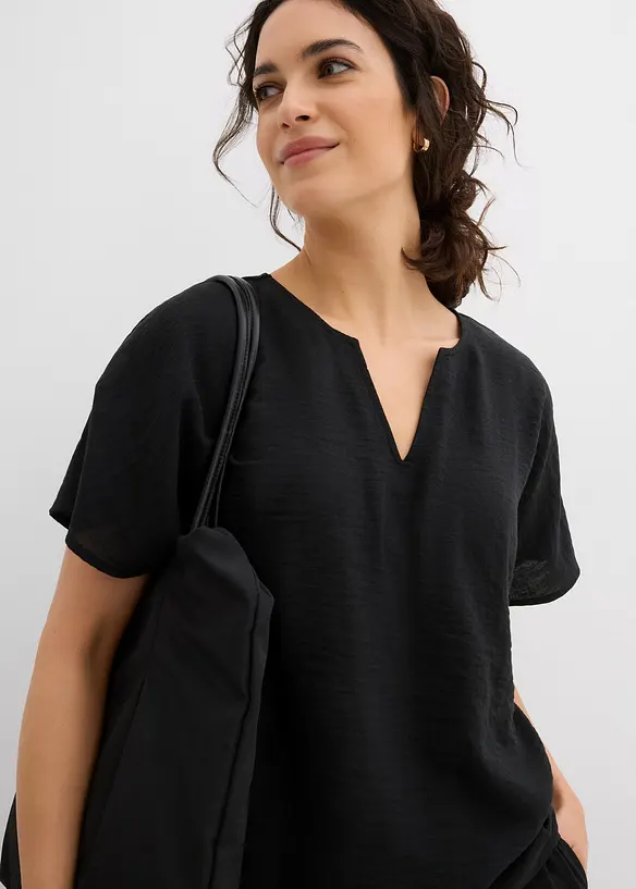 Oversized bluse med elastisk nederkant, bonprix