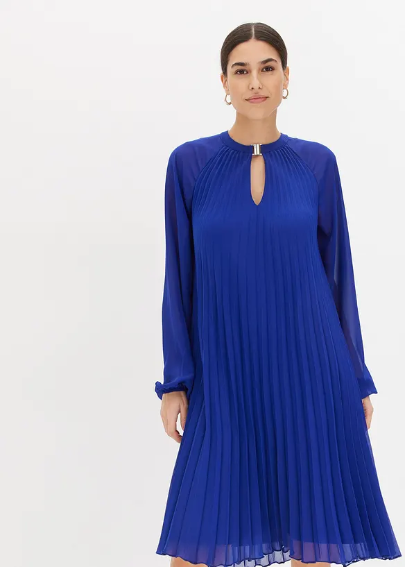 Minikjole i lett chiffon med pliss&eacute;folder, bonprix