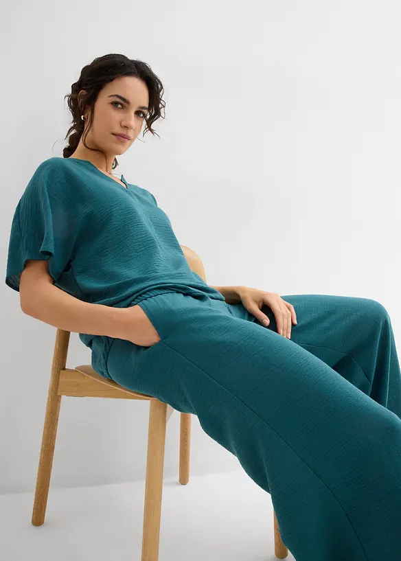 Oversized bluse med elastisk nederkant, bonprix