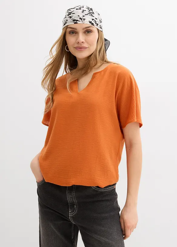 Oversized bluse med elastisk nederkant, bonprix