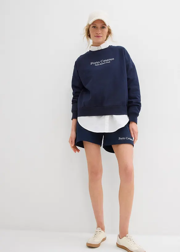 Oversized sweatshirt med broderi, bonprix