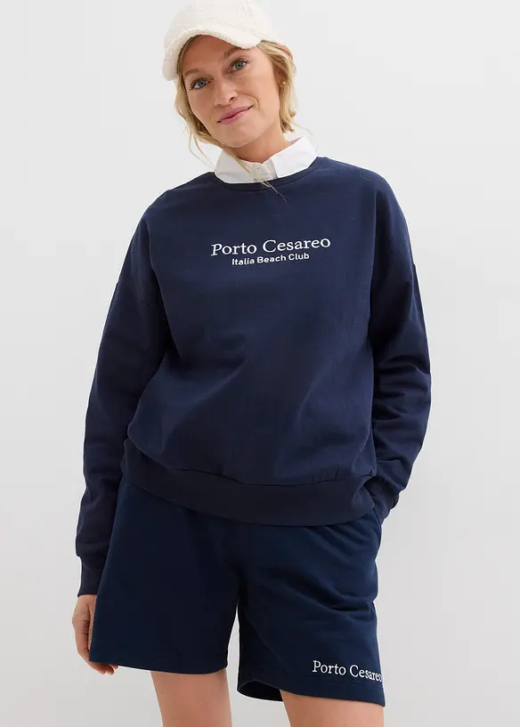 Oversized sweatshirt med broderi, bonprix