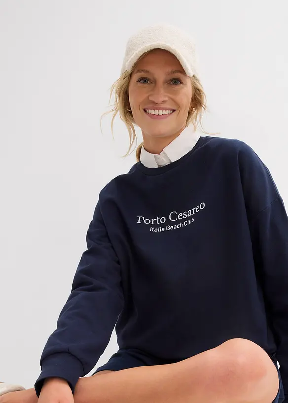 Oversized sweatshirt med broderi, bonprix