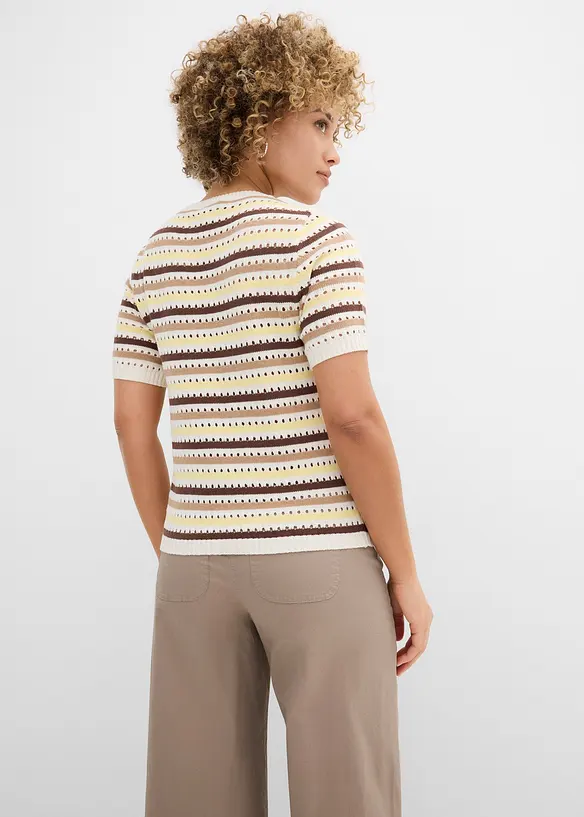 Strikketopp med hullm&oslash;nster, bonprix