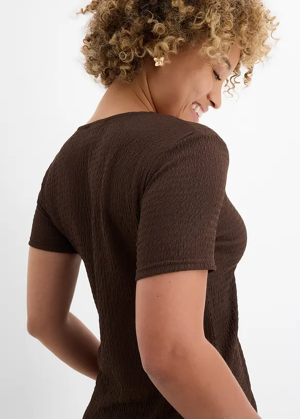 Topp i strukturmateriale med knappestolpe, bonprix