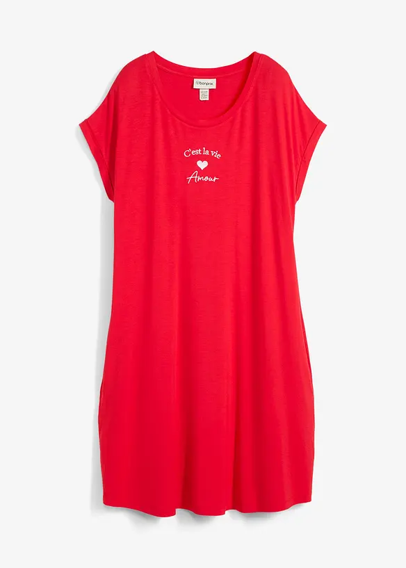 Jerseykjole med broderi i viskose med elastan, bonprix