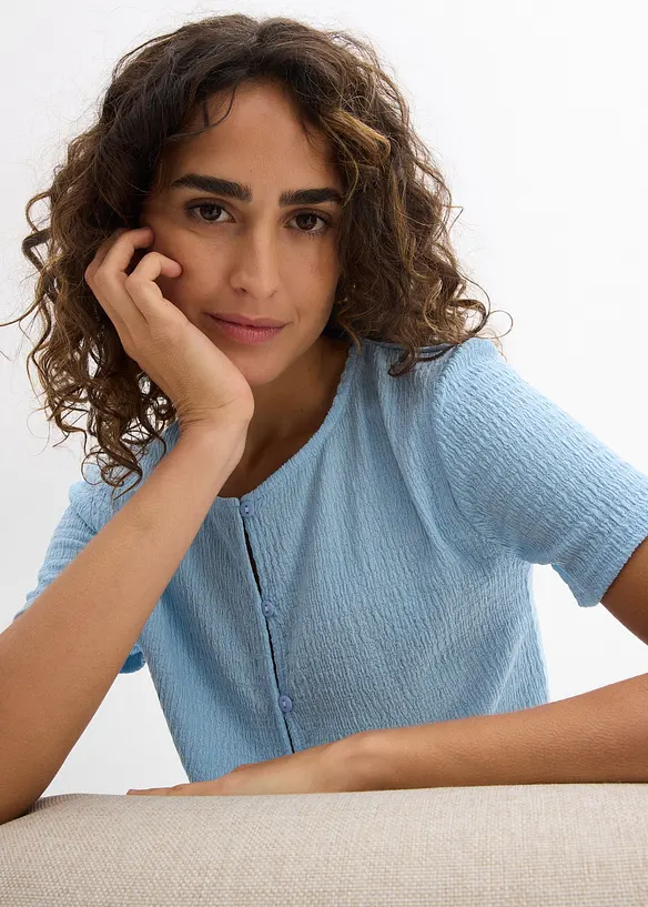 Topp i strukturmateriale med knappestolpe, bonprix