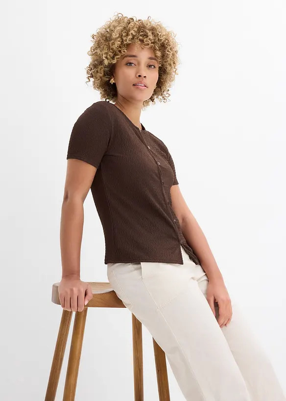 Topp i strukturmateriale med knappestolpe, bonprix