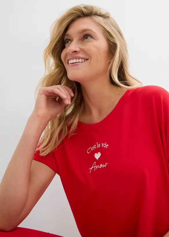 Jerseykjole med broderi i viskose med elastan, bonprix