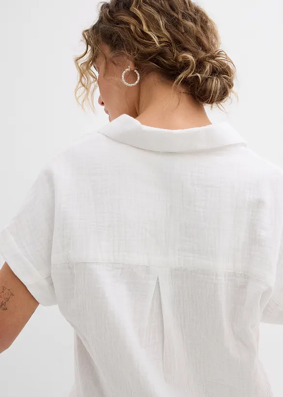 Kortermet musselinbluse, bonprix