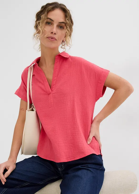 Kortermet musselinbluse, bonprix