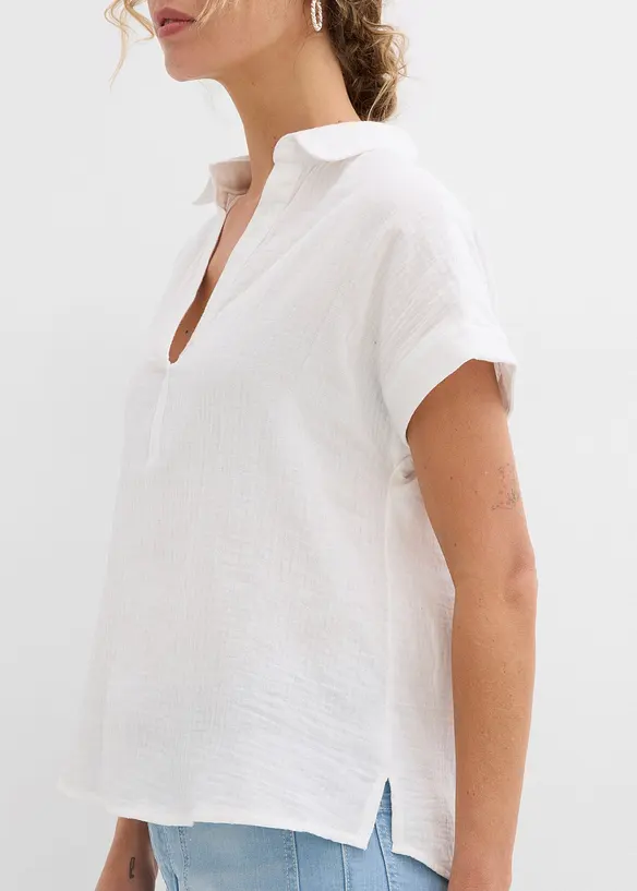 Kortermet musselinbluse, bonprix