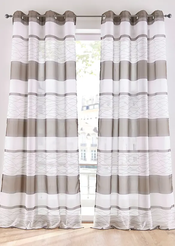 Gardin med stripe-print og resirkulert polyester (1-pack), bonprix