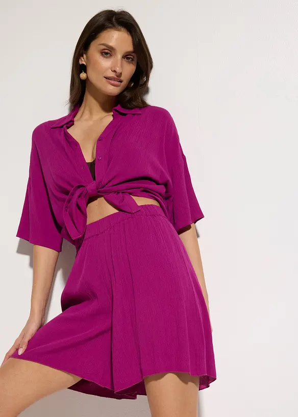 Kort strandbluse i lett viskose, bonprix