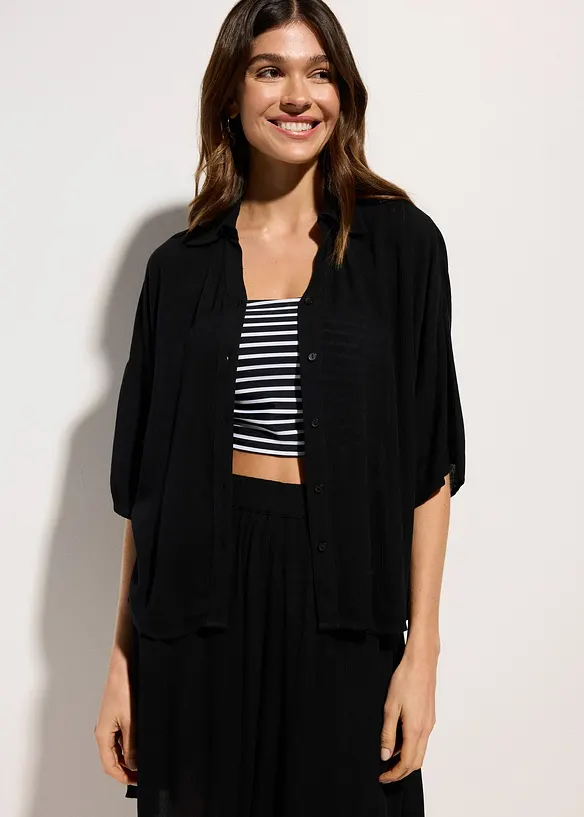 Kort strandbluse i lett viskose, bonprix