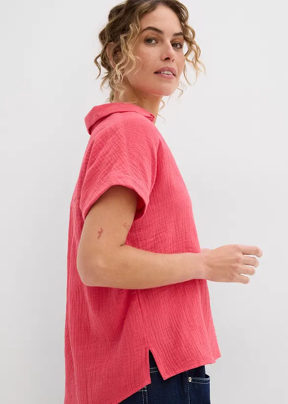 Kortermet musselinbluse, bonprix