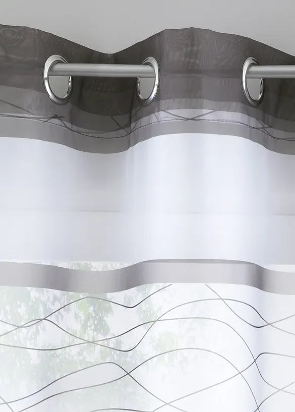 Gardin med stripe-print og resirkulert polyester (1-pack), bonprix