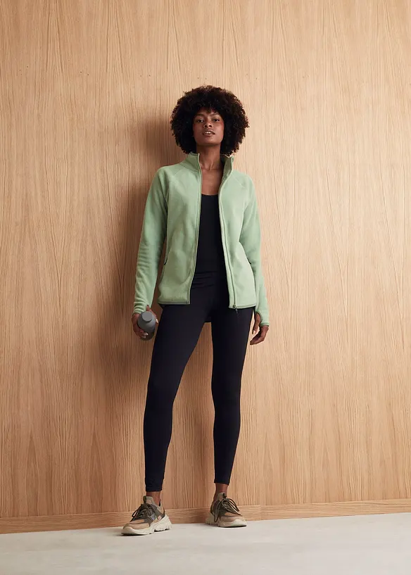 Fleecejakke med glidel&aring;slommer, bonprix