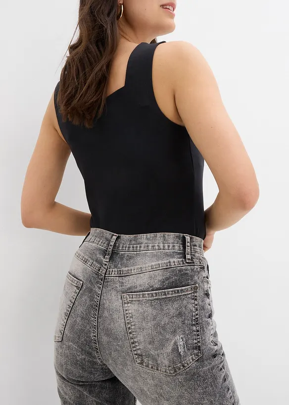 High Waist-mom-jeans med destroyed-effekt, bonprix