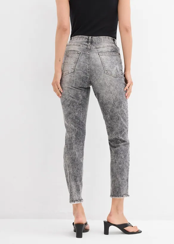 High Waist-mom-jeans med destroyed-effekt, bonprix