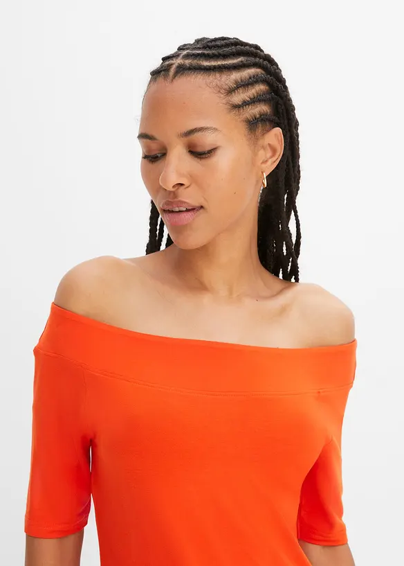 Off shoulder-topp i viskosemiks, bonprix
