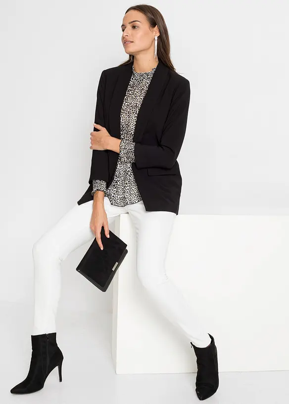 Lang blazer i viskosemiks, bonprix