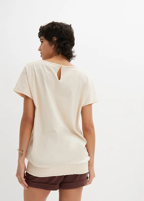 Topp i flammegarn av &oslash;kologisk bomull med vaflet linning, bonprix