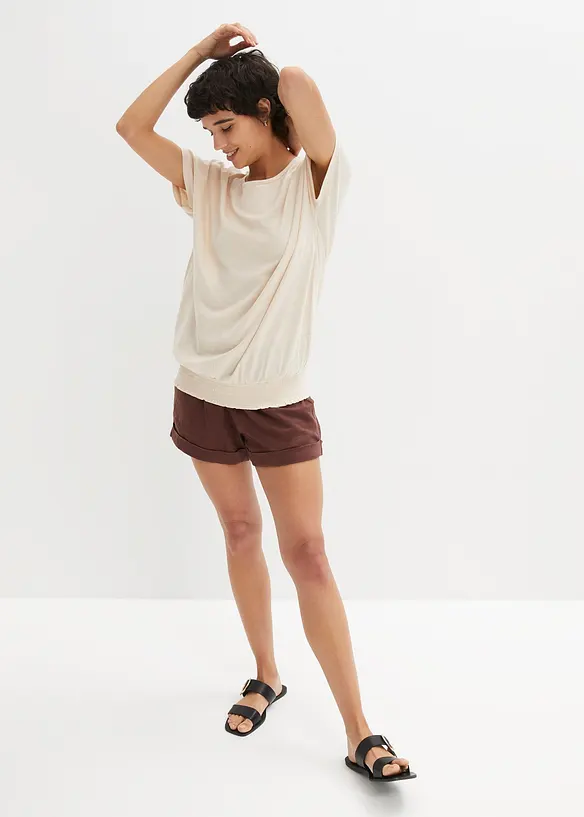 Topp i flammegarn av &oslash;kologisk bomull med vaflet linning, bonprix