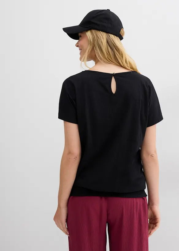 Topp i flammegarn av &oslash;kologisk bomull med vaflet linning, bonprix