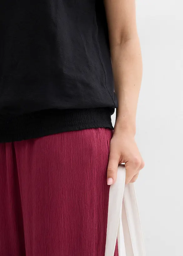 Topp i flammegarn av &oslash;kologisk bomull med vaflet linning, bonprix