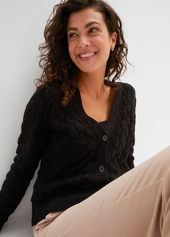 Cardigan med hullm&oslash;nster, bonprix