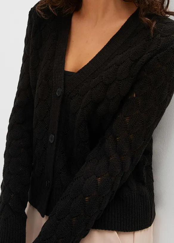 Cardigan med hullm&oslash;nster, bonprix