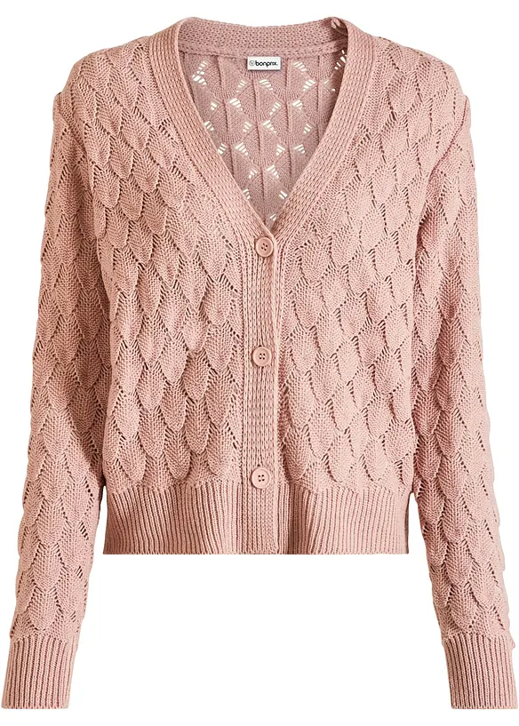 Cardigan med hullm&oslash;nster, bonprix