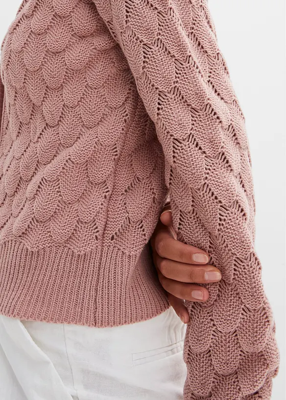 Cardigan med hullm&oslash;nster, bonprix