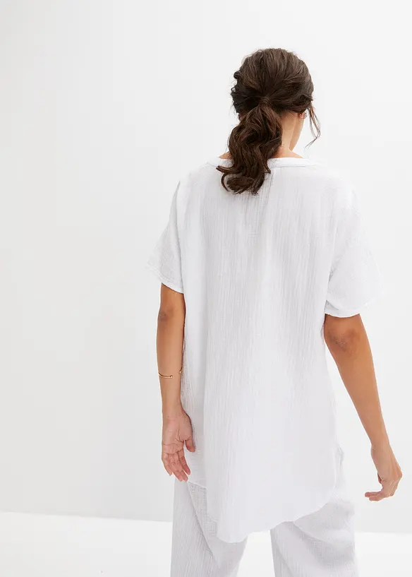 Lang tunika av ren bomullsmusselin, bonprix