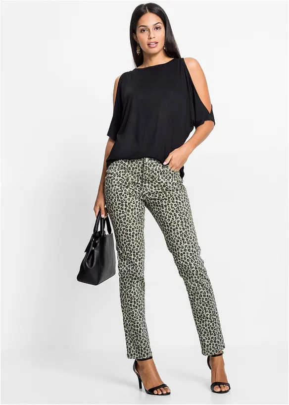 Cold shoulder-topp i viskose, bonprix