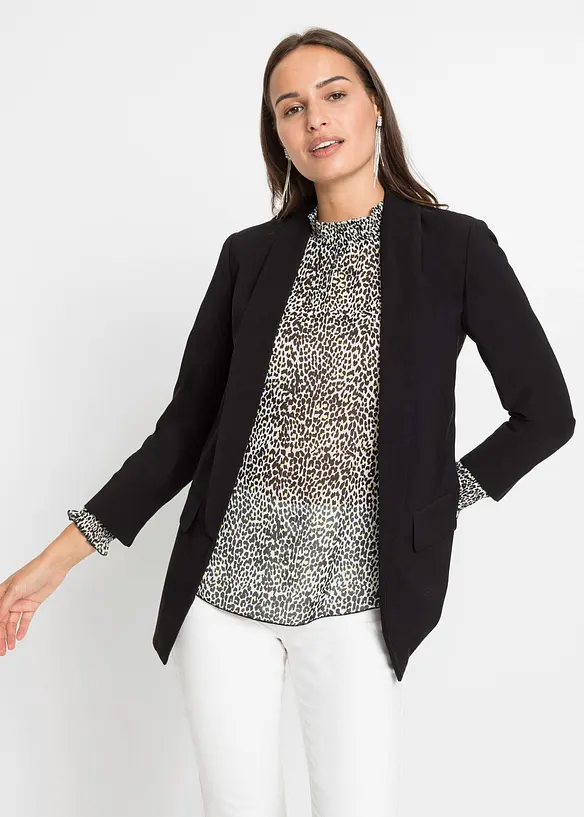 Lang blazer i viskosemiks, bonprix