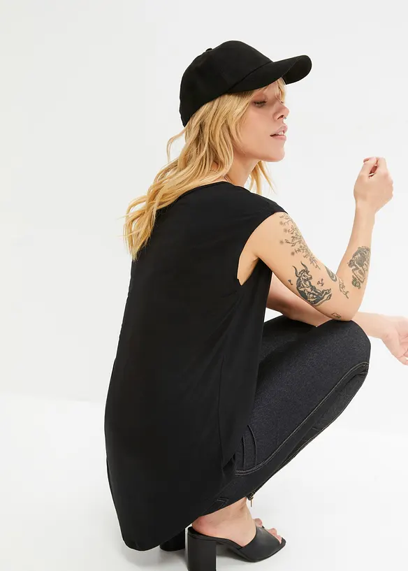 Topp i lett viskosemiks med lengre bakstykke, bonprix