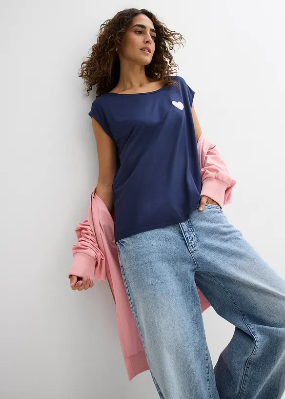 Topp i lett viskosemiks med lengre bakstykke, bonprix