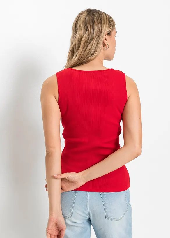 Ribbet topp av ren bomull, bonprix