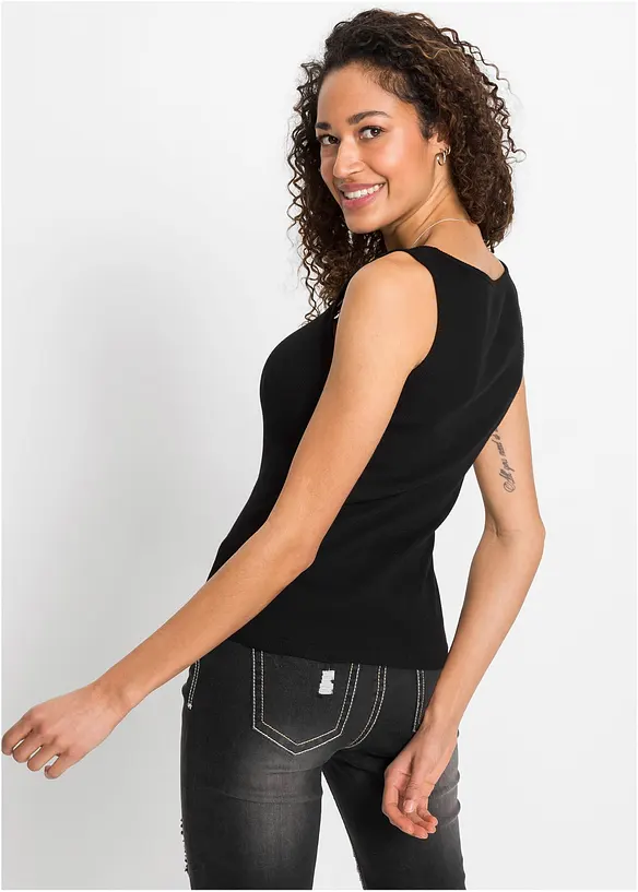 Ribbet topp av 100% bomull, bonprix