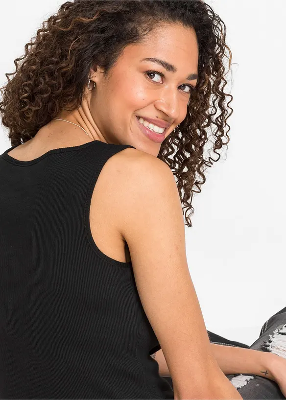 Ribbet topp av 100% bomull, bonprix