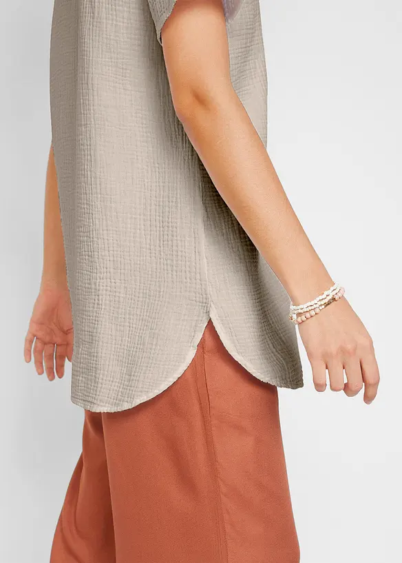 Lang tunika av ren bomullsmusselin, bonprix