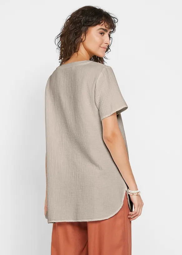 Lang tunika av ren bomullsmusselin, bonprix